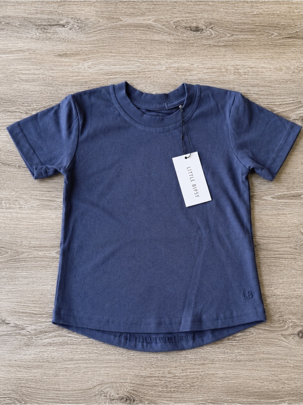 Little Bipsy Elevated Tee Worn Indigo Blue NWT Short Sleeve Shirt Baby 2T/3T
